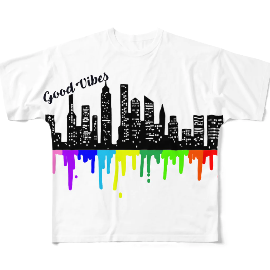 K-PLANETのGood Vibes NYcity フルグラフィックTシャツ