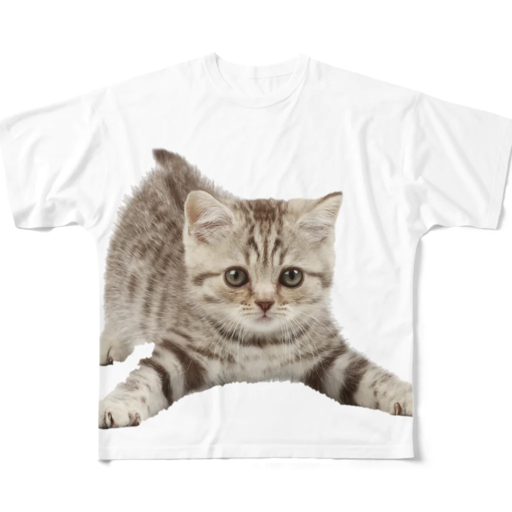 グリーンピース君の自由帳ショップのにゃんにゃん猫 フルグラフィックTシャツ