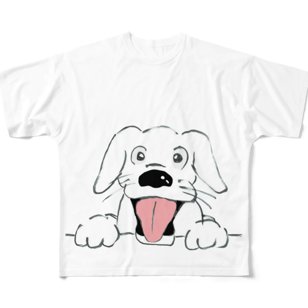 たぬき丸の館のひょっこり犬 All-Over Print T-Shirt