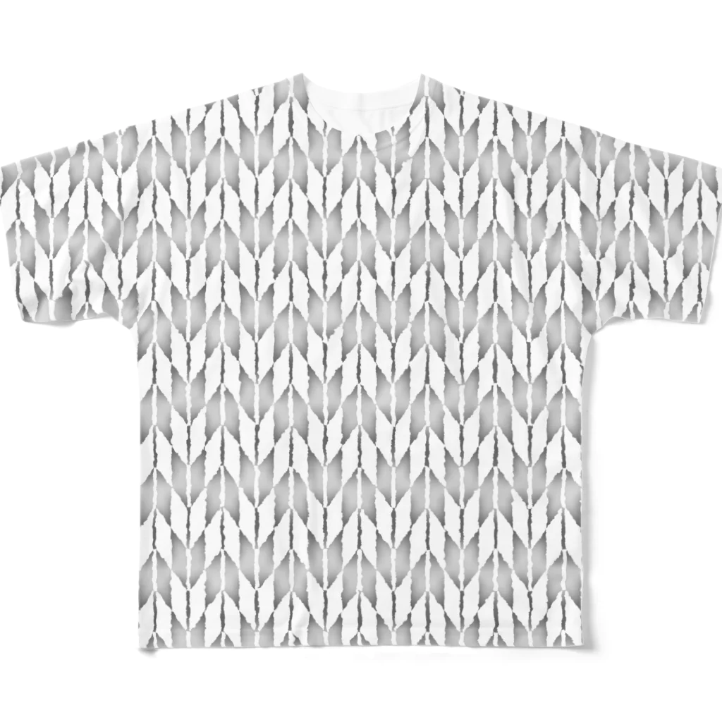 きまぐれノーティのきまぐれWa風「矢絣」_錫色（すずいろ） All-Over Print T-Shirt