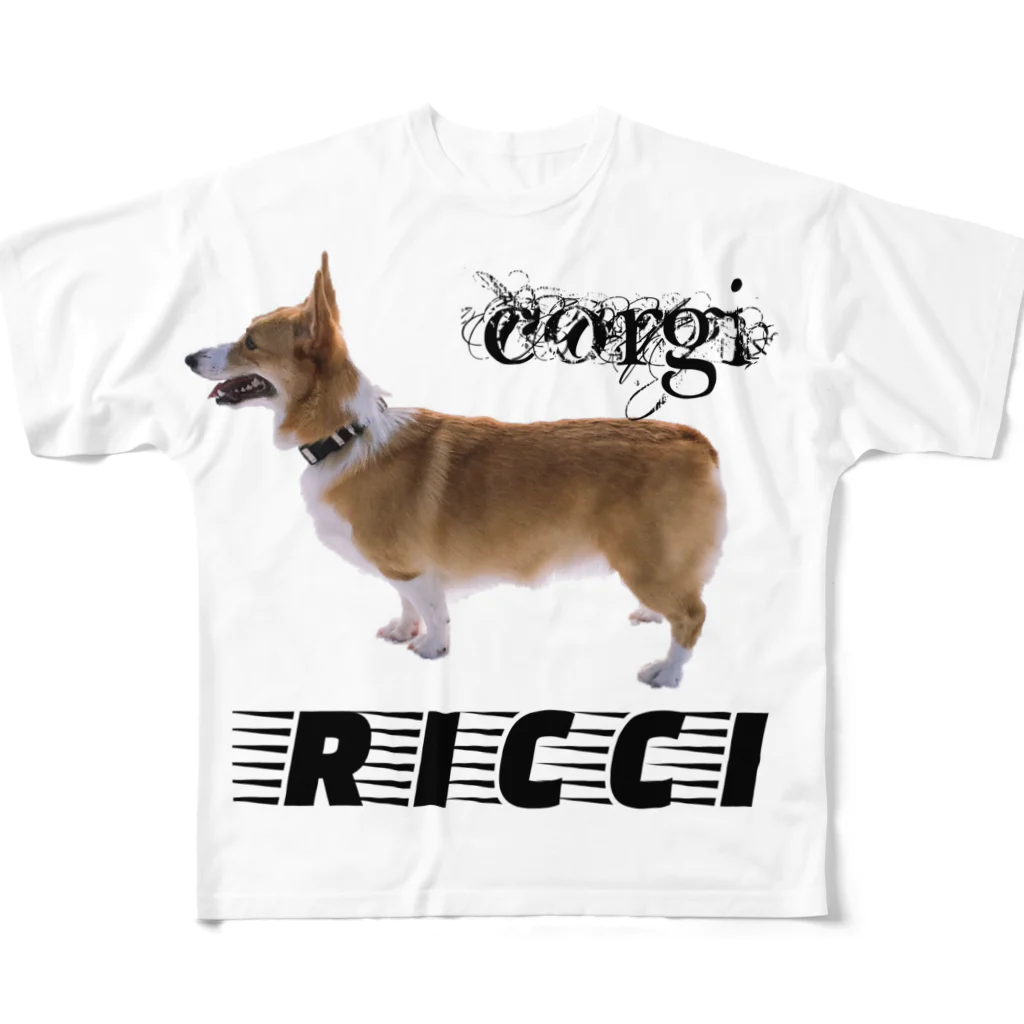 ichiyac designのコーギーリッチ フルグラフィックTシャツ