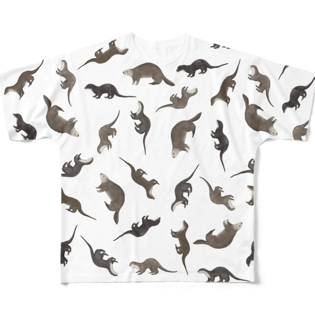 Five Otters in AsiaのFive Otters All-Over Print T-Shirt