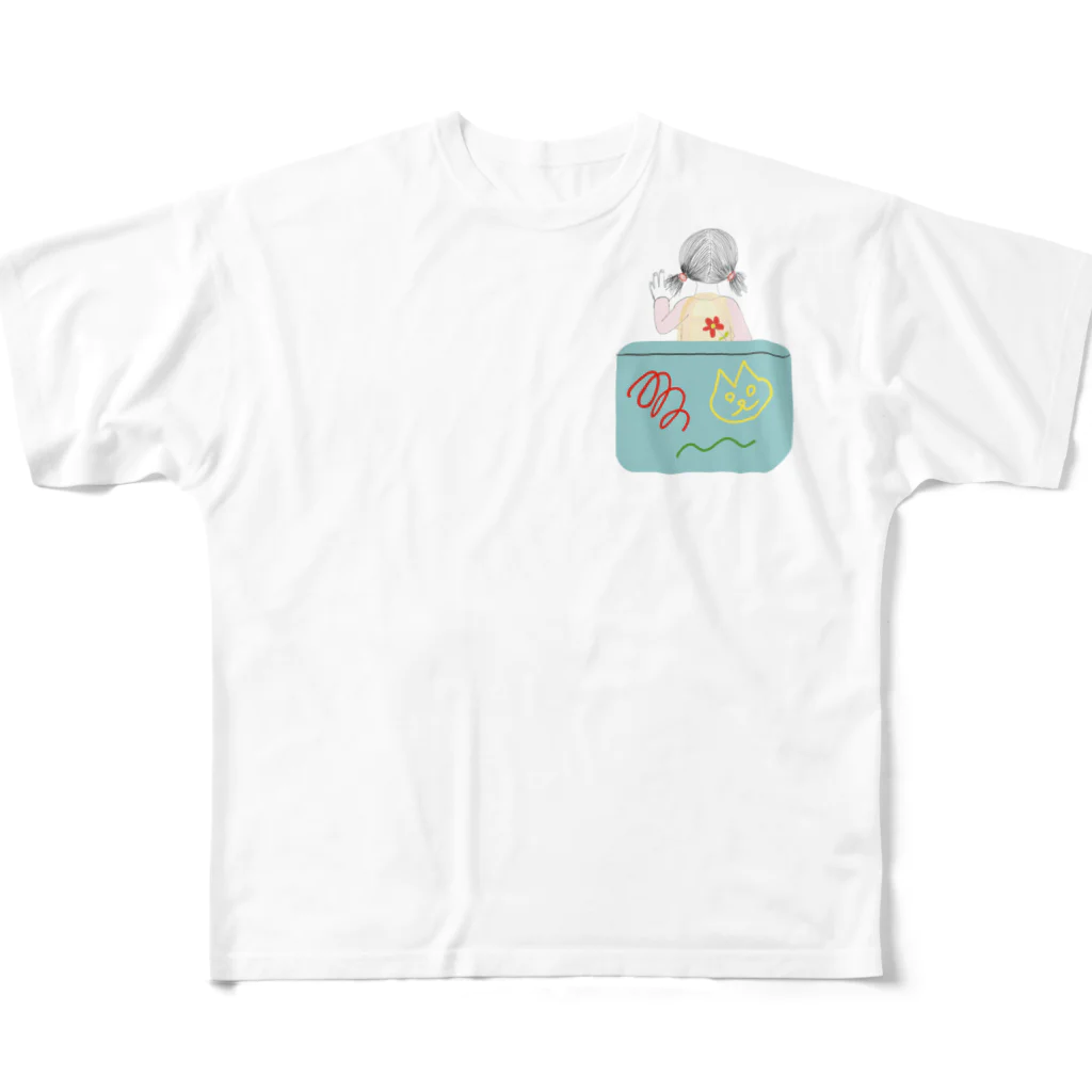 wacaocacaoのポケット女子 フルグラフィックTシャツ