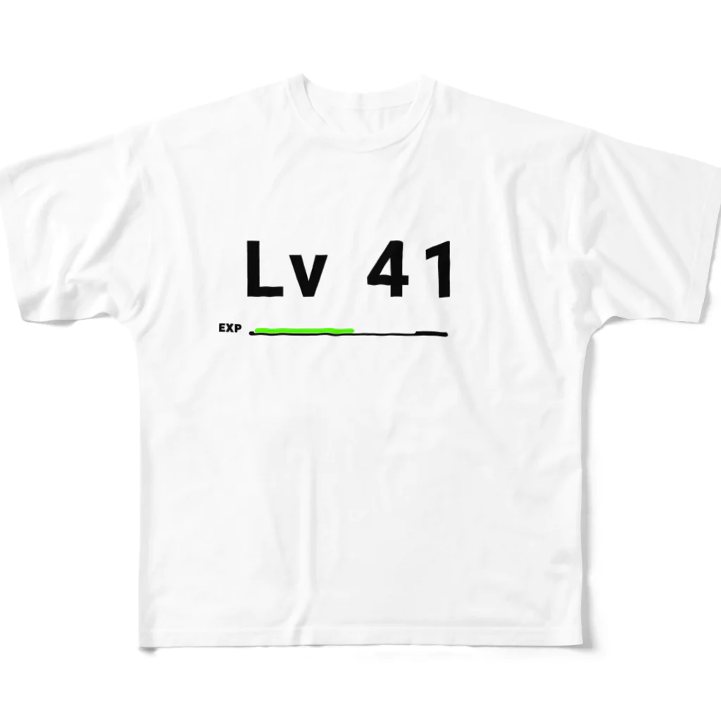 歯車デザインのレベル41 レベルアップ 経験値バー All-Over Print T-Shirt