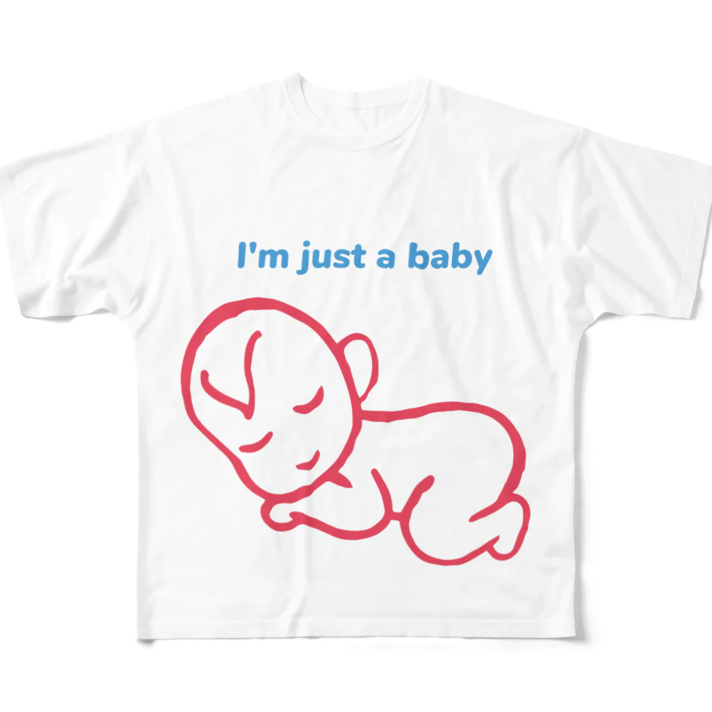 Macaroniのまだまだ赤ちゃん👶🏻🍼 フルグラフィックTシャツ