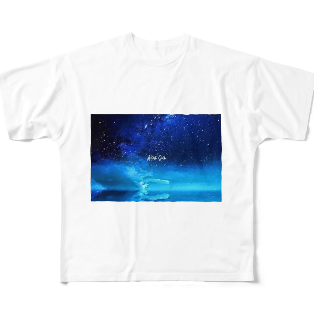 【ホラー専門店】ジルショップの絵画風の幻想的な星空(横長) フルグラフィックTシャツ