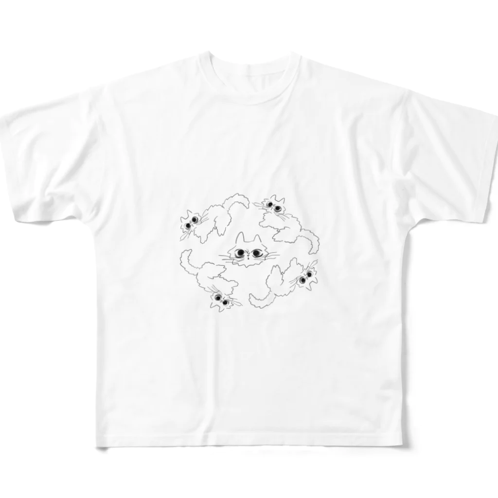 yoruの目が怖い猫（輪っか？） フルグラフィックTシャツ