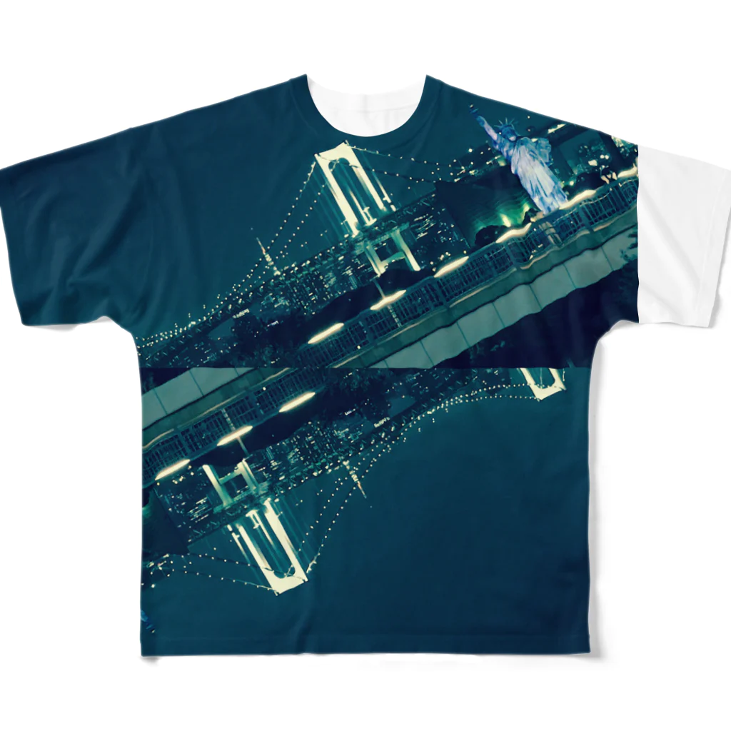 hisashikojimaのナイトフォト（お台場） All-Over Print T-Shirt