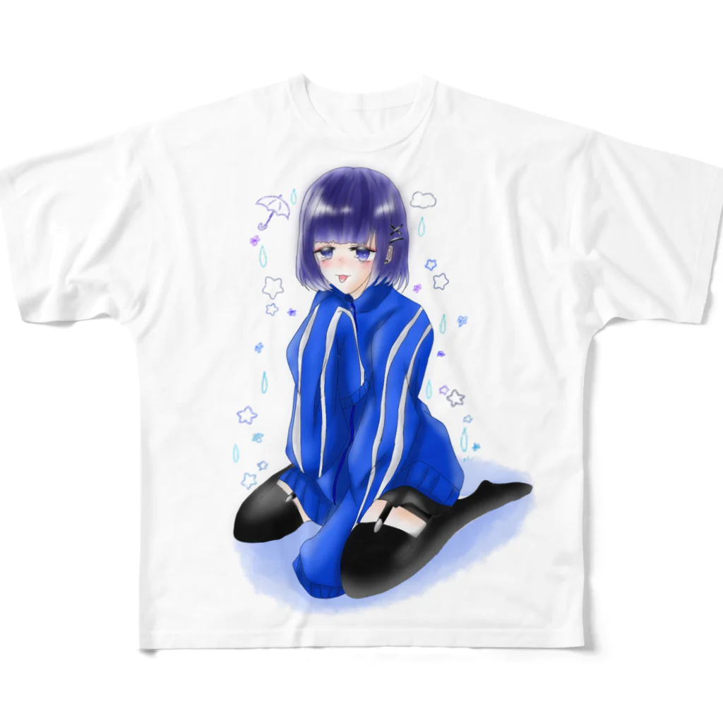 AQUAの涙の雨と星 地雷女子 フルグラフィックTシャツ