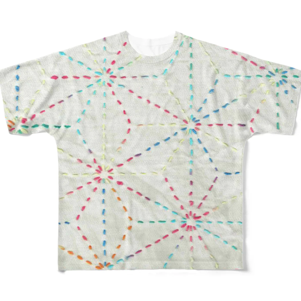 Danke Shoot Coffeeの麻の葉刺し子 All-Over Print T-Shirt