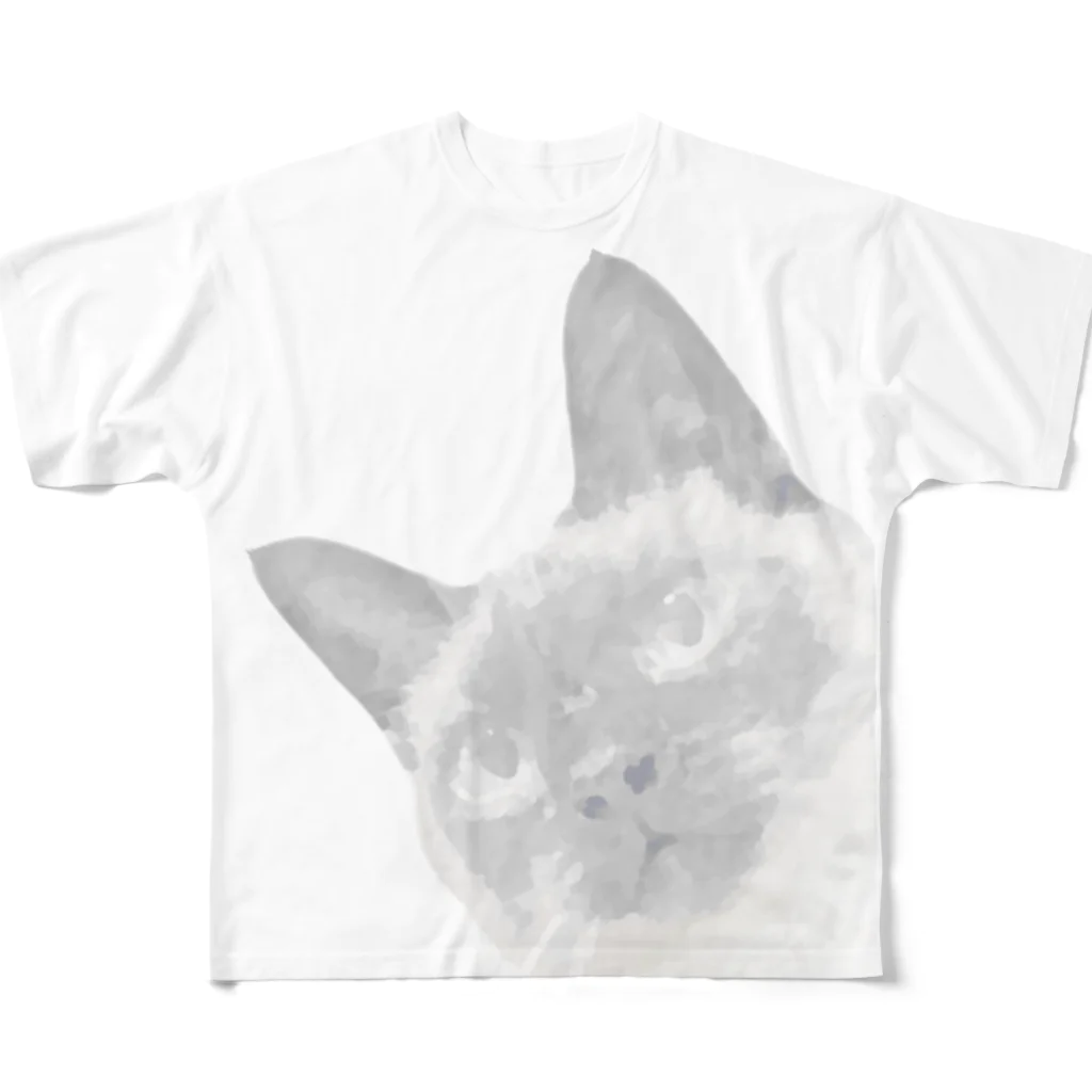 うみ屋のシャム猫風ねこのうみもんわり フルグラフィックTシャツ