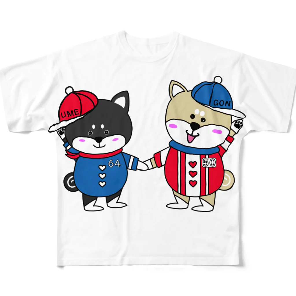 黒柴の梅吉でやんすのがんばろう！ All-Over Print T-Shirt