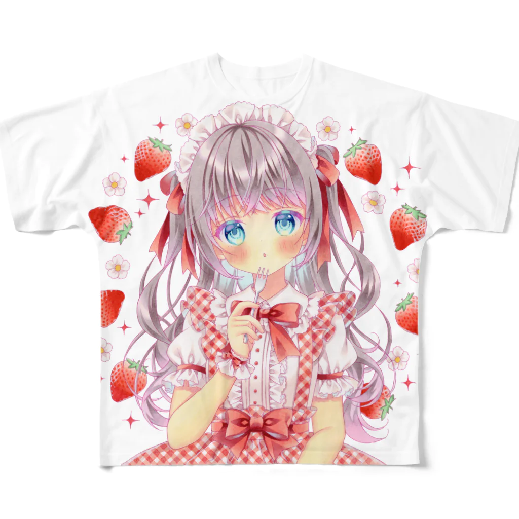 小鳥の食事のいちご All-Over Print T-Shirt