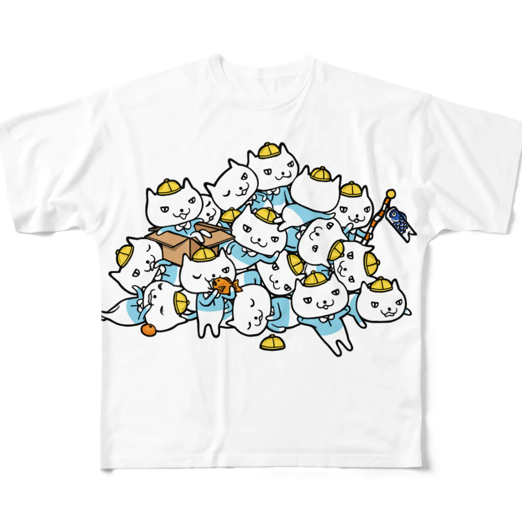 ねこたろうのねこたろうの山盛り フルグラフィックTシャツ