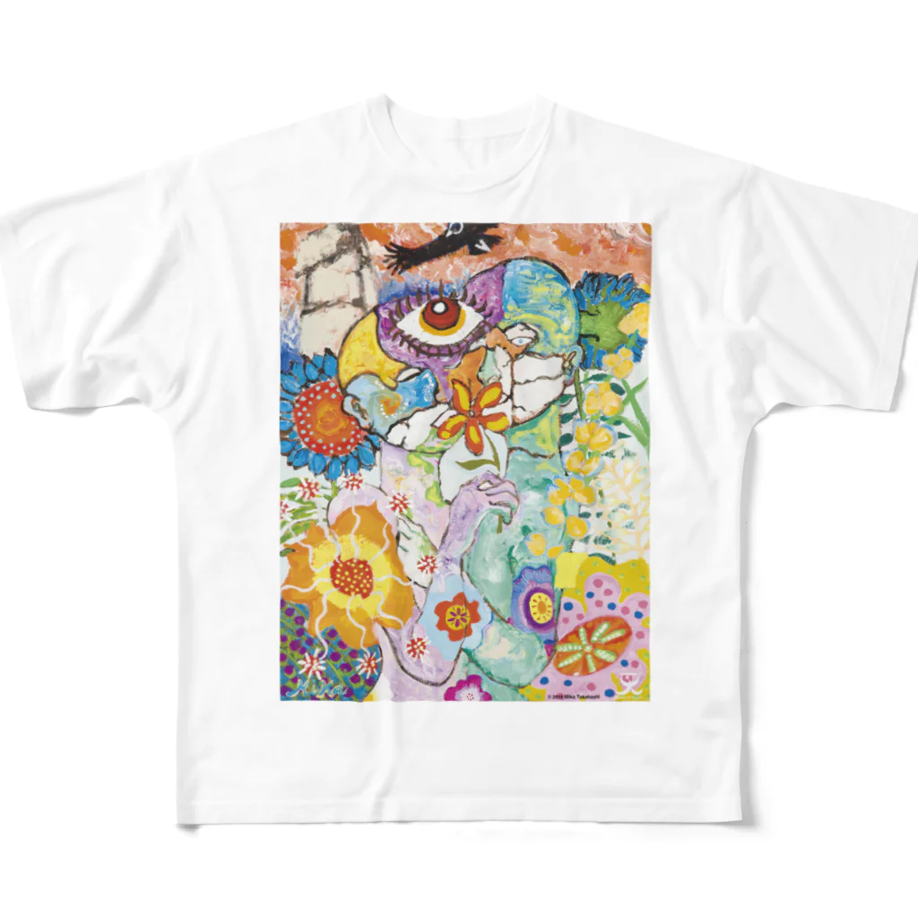 天才アートKYOTOの髙橋美佳「地獄の接吻」 All-Over Print T-Shirt