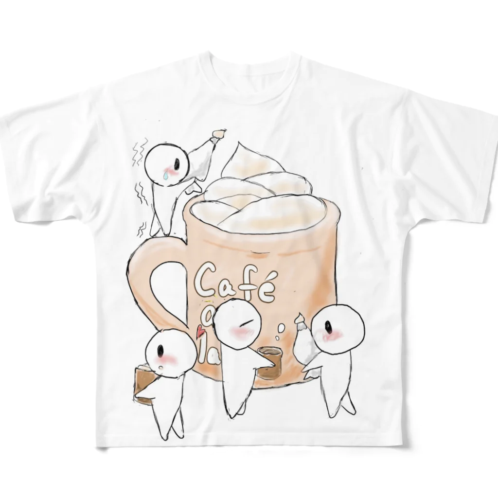 カフェオレのきょうのかふぇおれ くりーむ フルグラフィックTシャツ