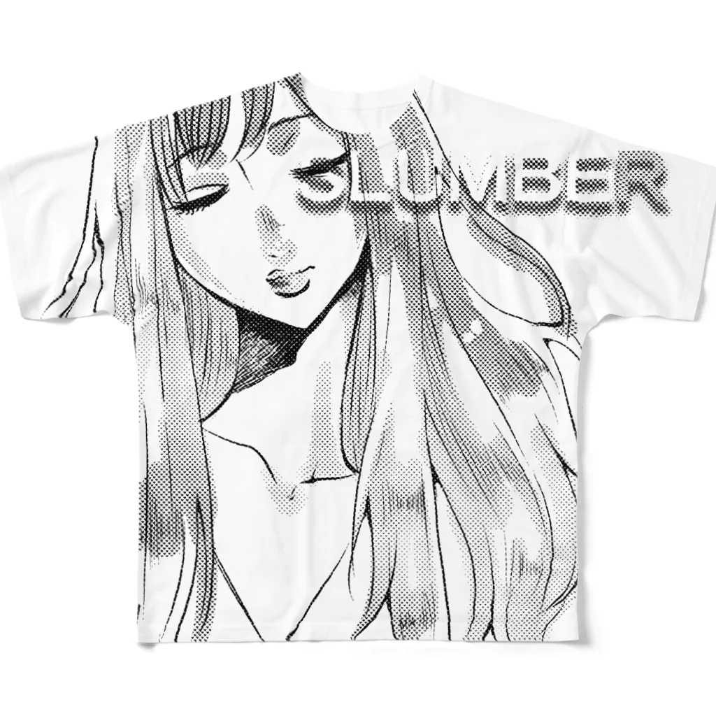 Anatのslumber　グレー フルグラフィックTシャツ