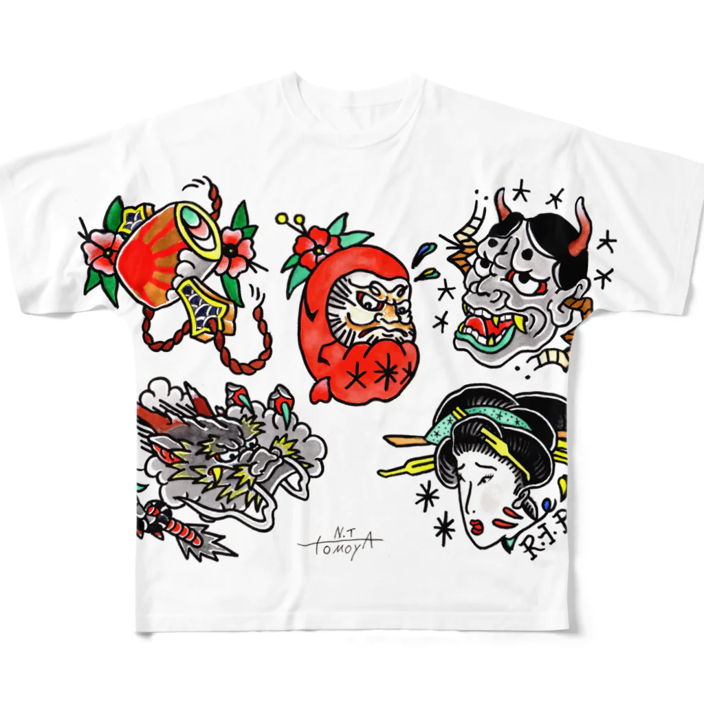 NEEDLE Brandの和洋折衷 All-Over Print T-Shirt