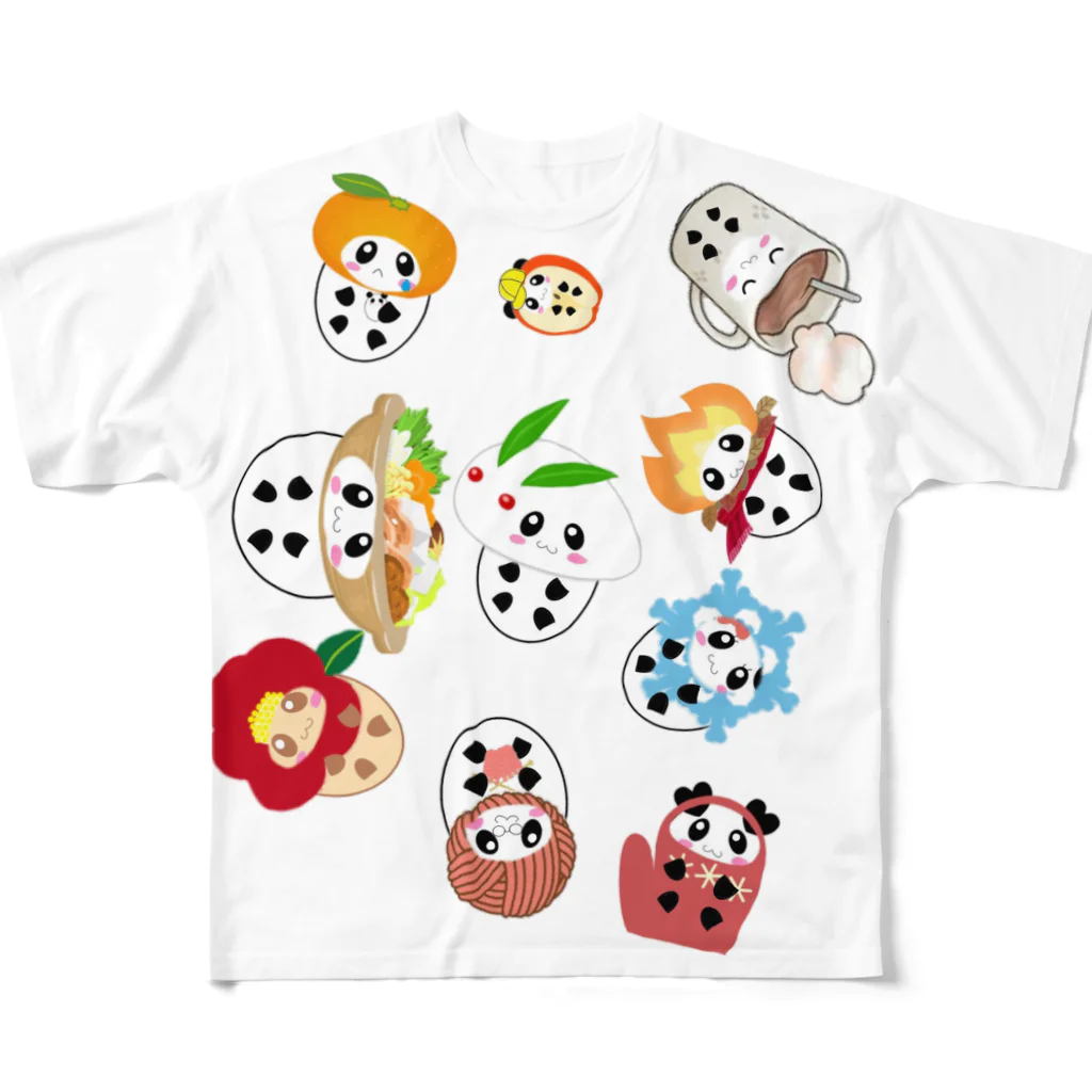 YmMy_shopのぱんたま♡　ウインターver All-Over Print T-Shirt