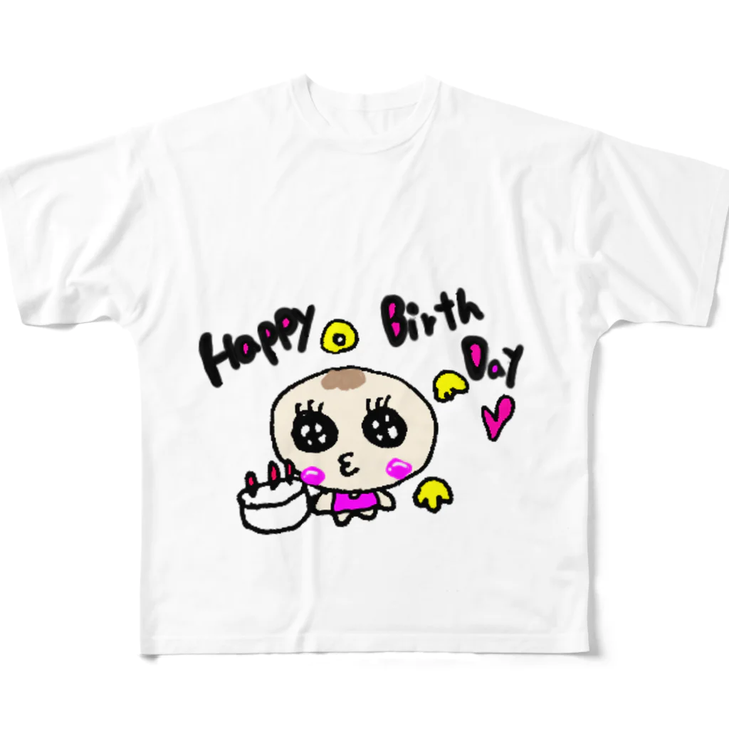 Yu-yuのゆるかわベビーの天使ちゃんハッピーバースデーVersion All-Over Print T-Shirt