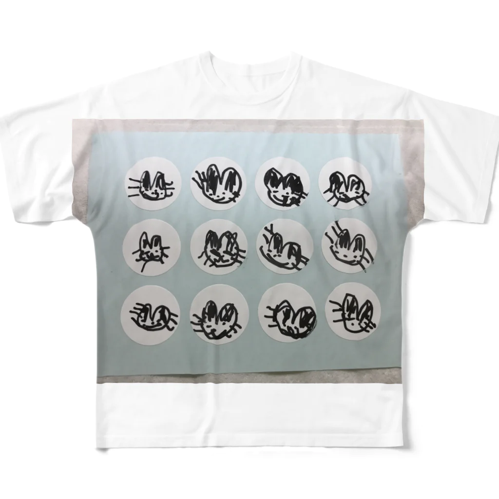  猫とワオキツネザルとモモンガ のね〜ちゃんNO5 フルグラフィックTシャツ
