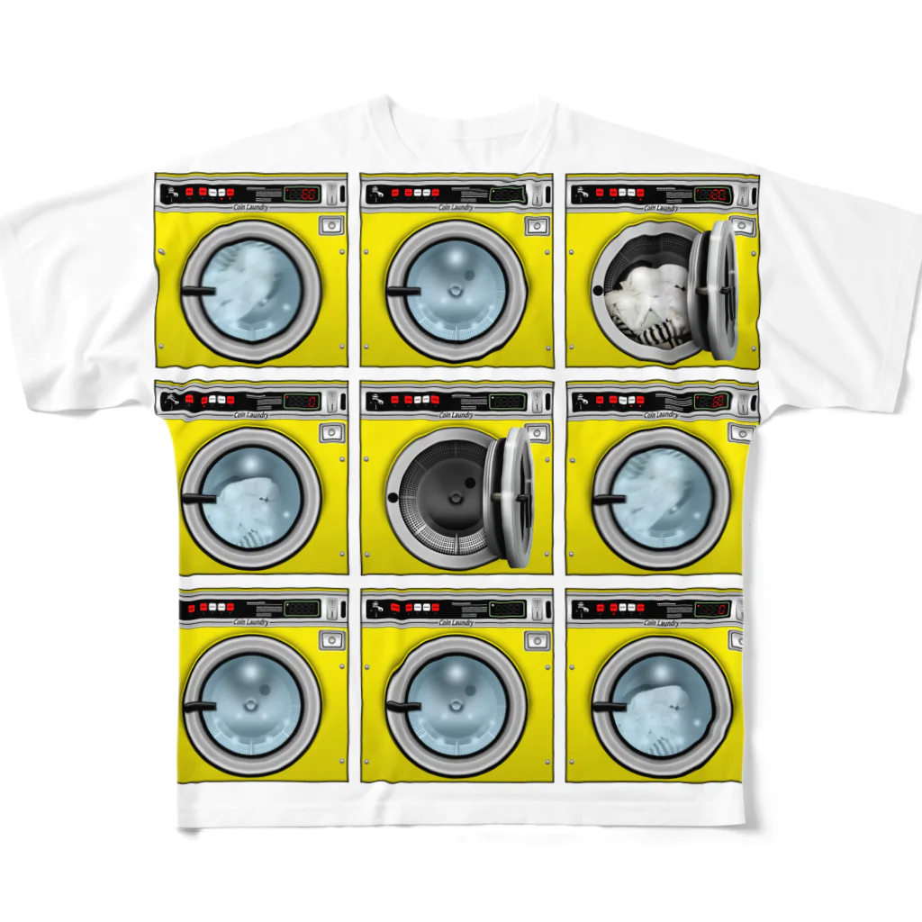 TOMOKUNIのコインランドリー Coin laundry【３×３】 All-Over Print T-Shirt