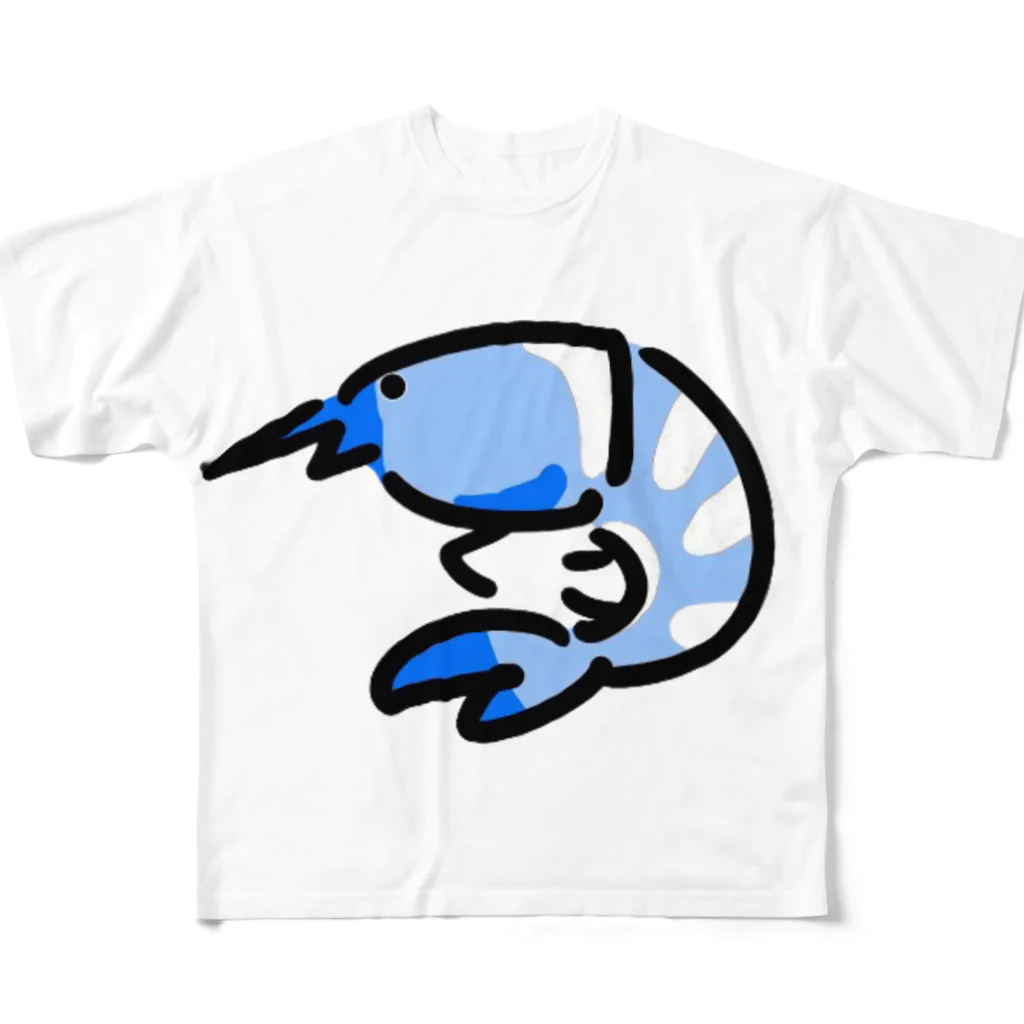 blueのえび　エビ　海老　EBI フルグラフィックTシャツ