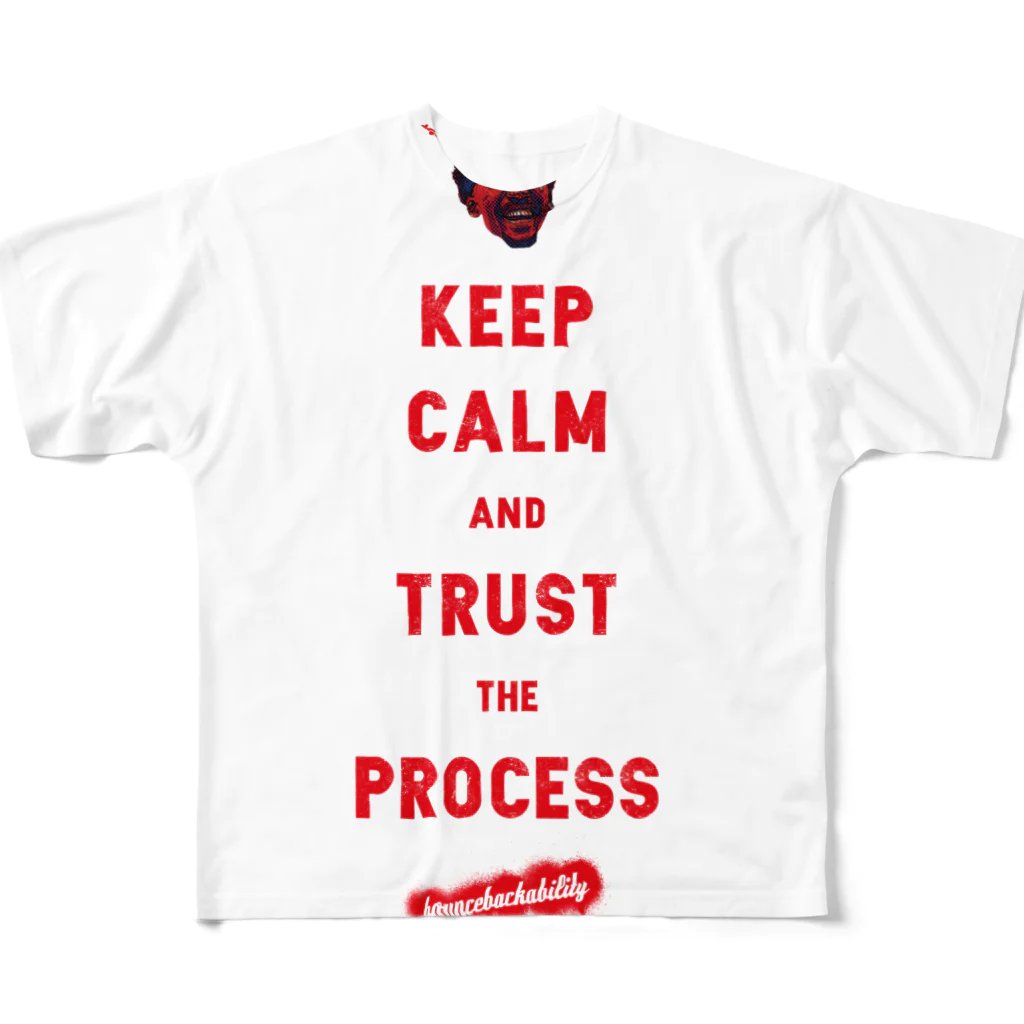 BounceBackAbilityのTRUST THE PROCESS -red- フルグラフィックTシャツ