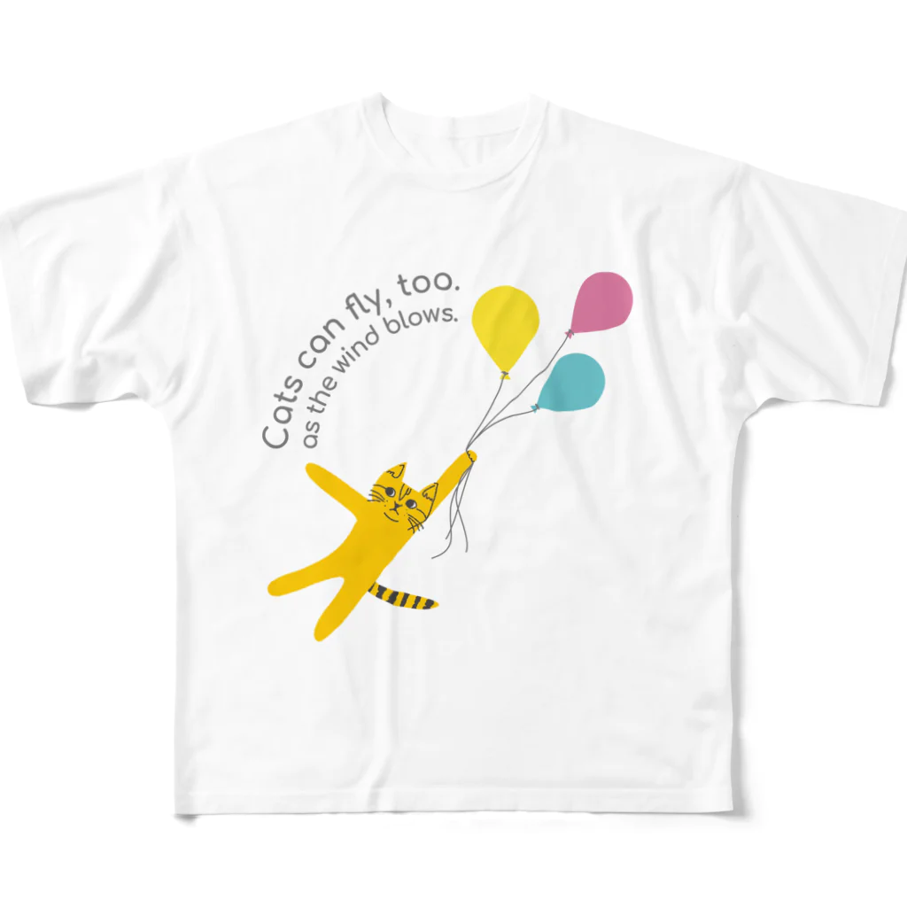 mapechiのトラネコしまお、風船の旅 All-Over Print T-Shirt