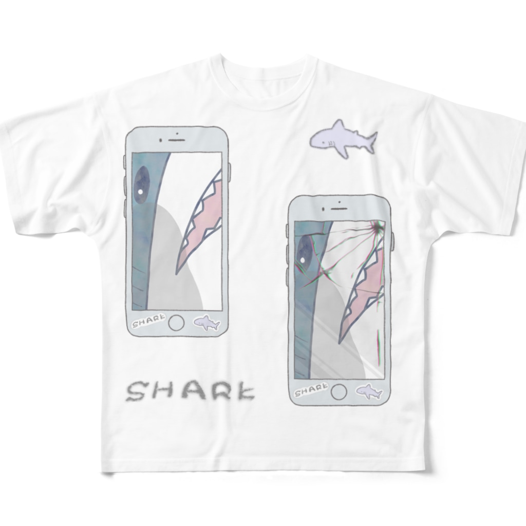 ainoのちらっとサメ差分とシール All-Over Print T-Shirt