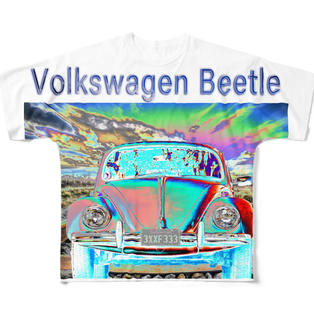 PALA's SHOP　cool、シュール、古風、和風、のVolkswagen Beetle フルグラフィックTシャツ