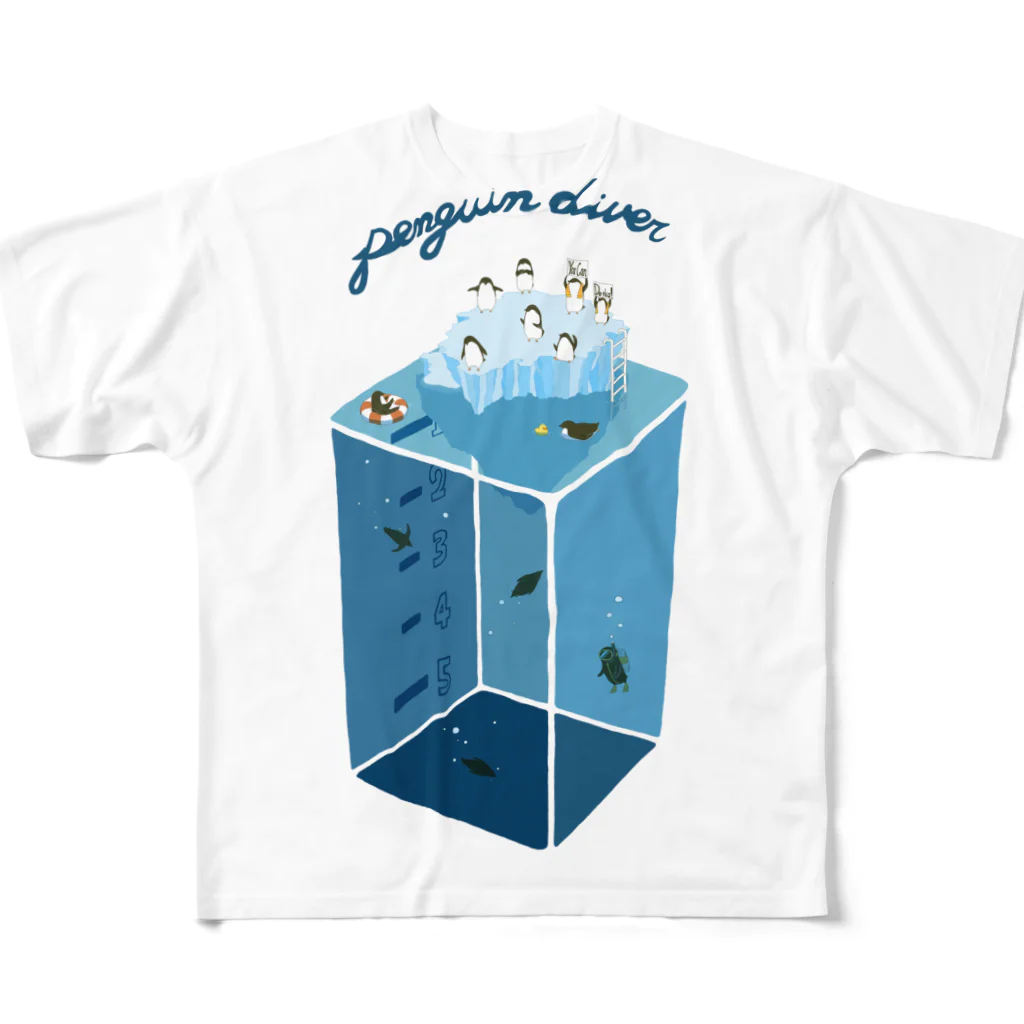 ムクのペンギンダイバー！ フルグラフィックTシャツ