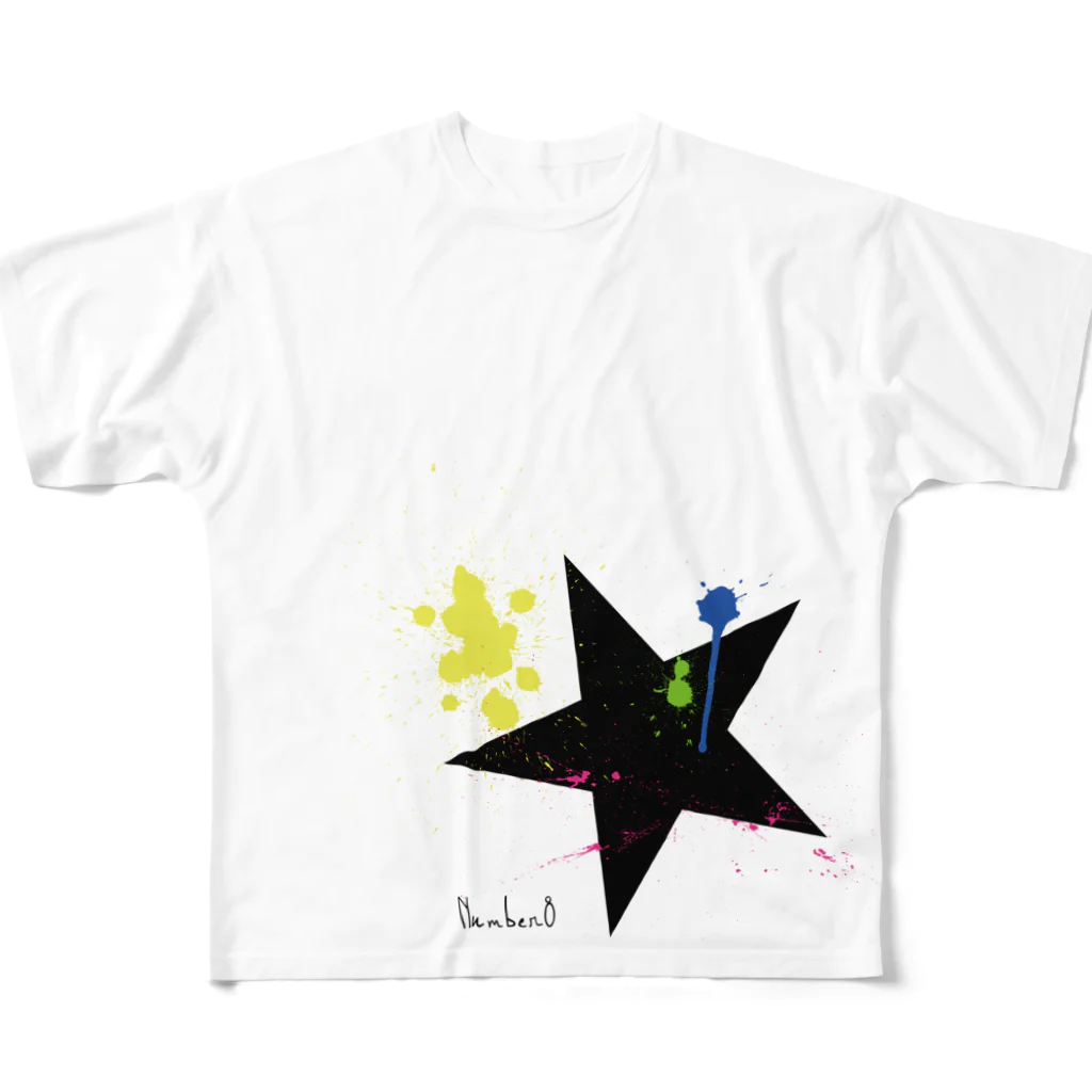 Number8（ナンバーエイト）のBIG STAR（星柄）ペイント All-Over Print T-Shirt