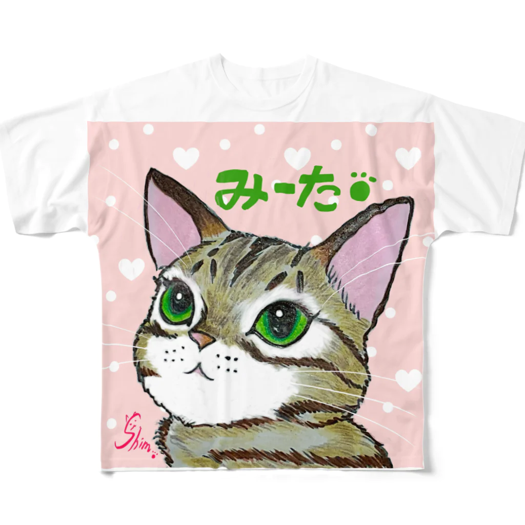 shimaneko megumi（しま猫めぐみ）のみーた フルグラフィックTシャツ