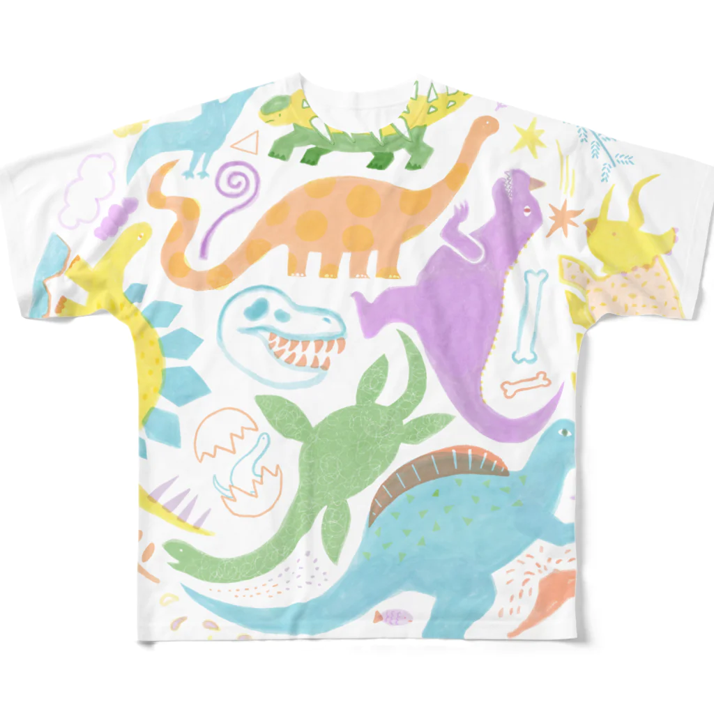 てらいまき＠単行本発売中！の きょうりゅ〜 All-Over Print T-Shirt