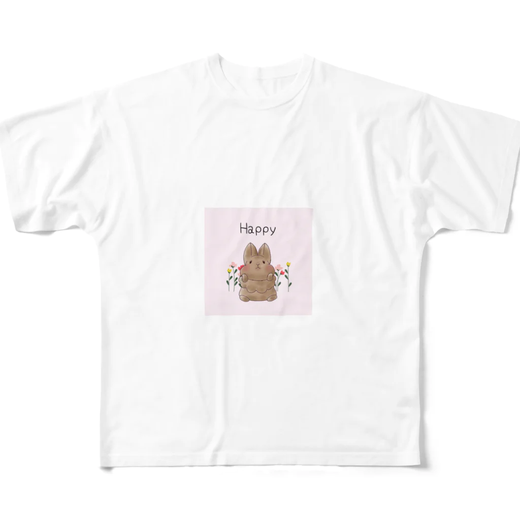 キクチミユキのもちもちショップのほっぺぷにぷにうさちゃん All-Over Print T-Shirt