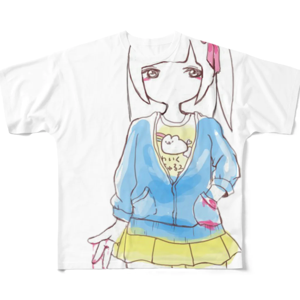 カワイイ基地。の女児活動を頑張る女子 All-Over Print T-Shirt