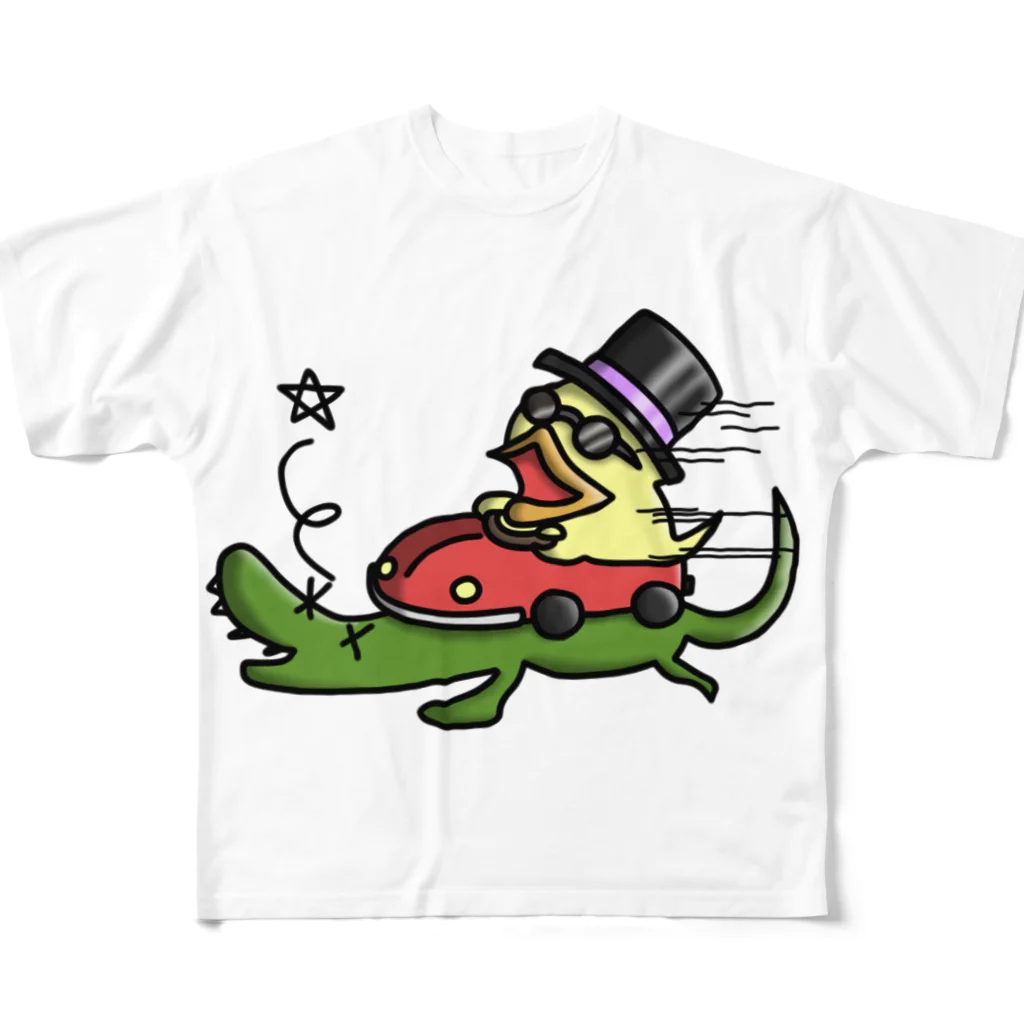 ひよこ男爵とまだむにゃんのひよこ外伝　爆走！ひよこ伯爵！ All-Over Print T-Shirt