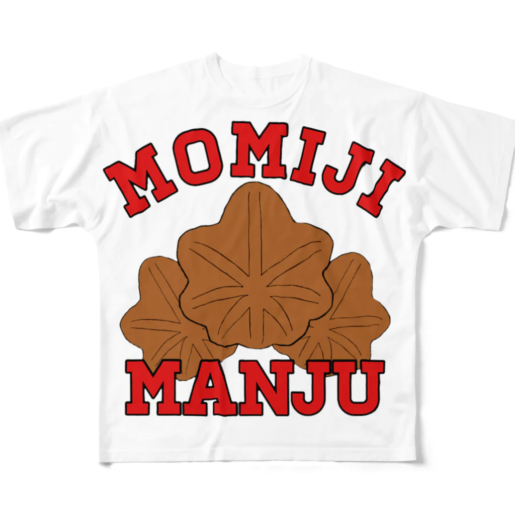 ヘンテコデザイン専門店　SYUNLABOのMOMIJI MANJU All-Over Print T-Shirt