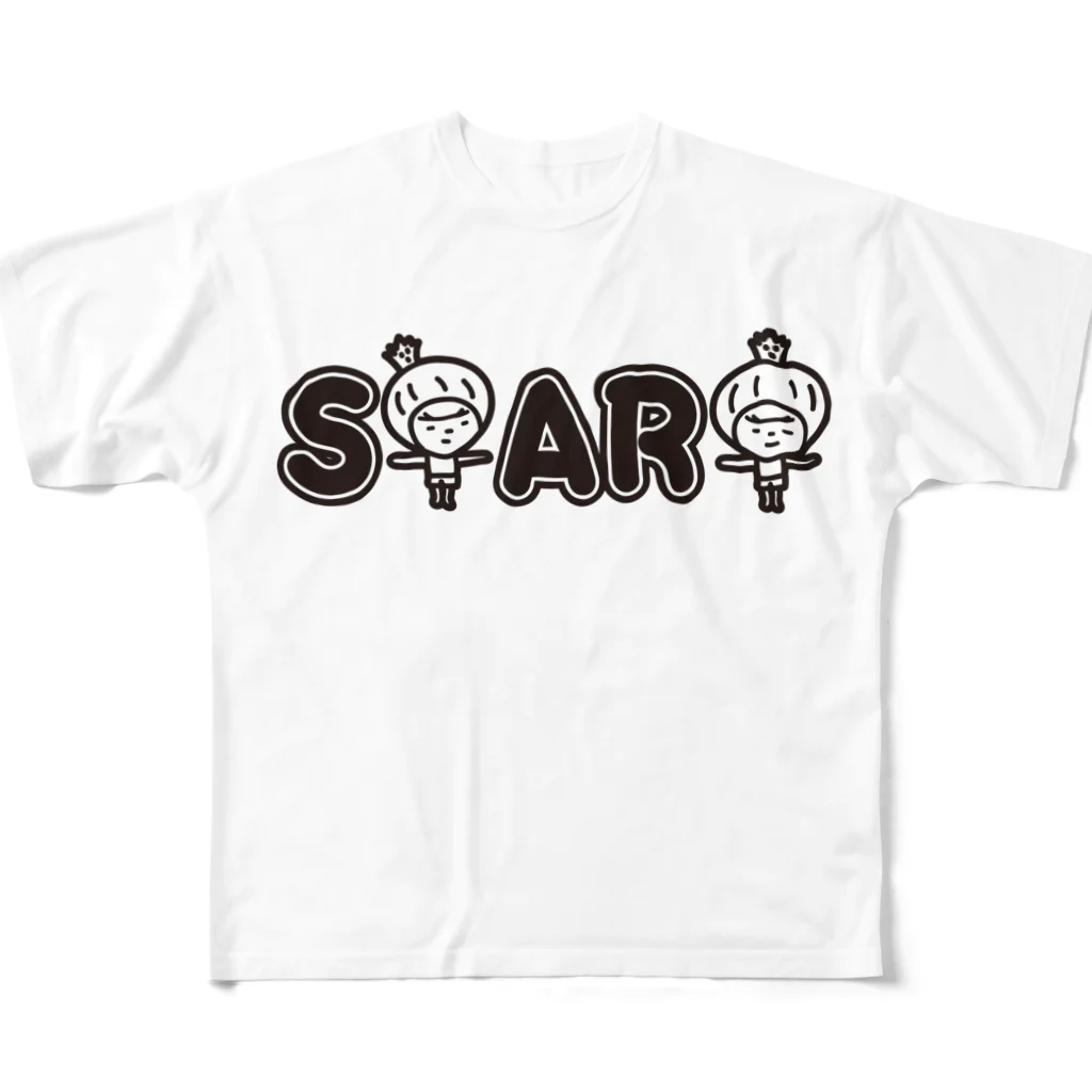 きくのらくがきのSTART きく　黒文字バージョン All-Over Print T-Shirt