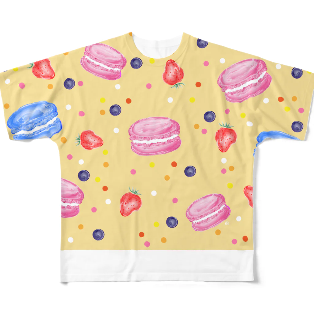 楽師天 痩世帯のマカロンいちご All-Over Print T-Shirt