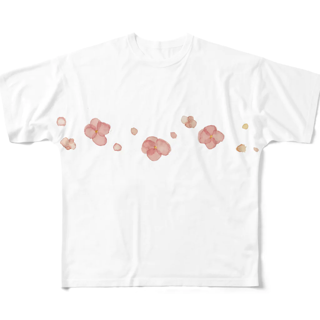Wedding design Comfyのwater flower フルグラフィックTシャツ