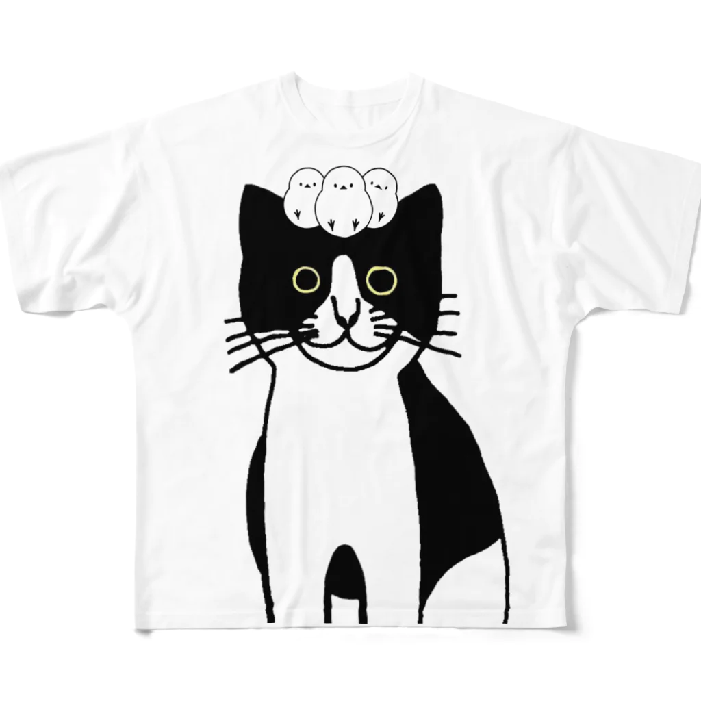 aiueoneko358のハチワレちゃんとシマエナガ All-Over Print T-Shirt