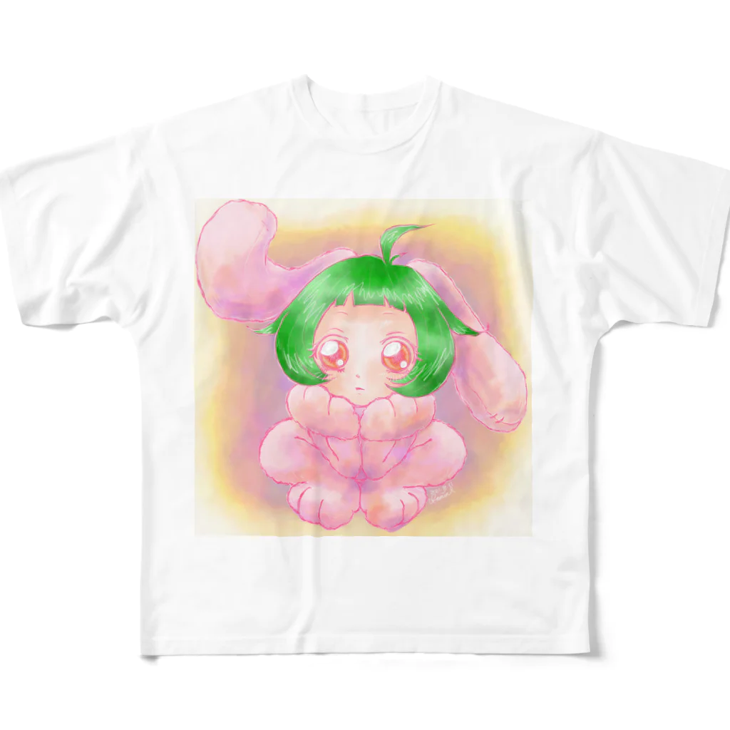 おみその部屋のうさ耳少女 フルグラフィックTシャツ