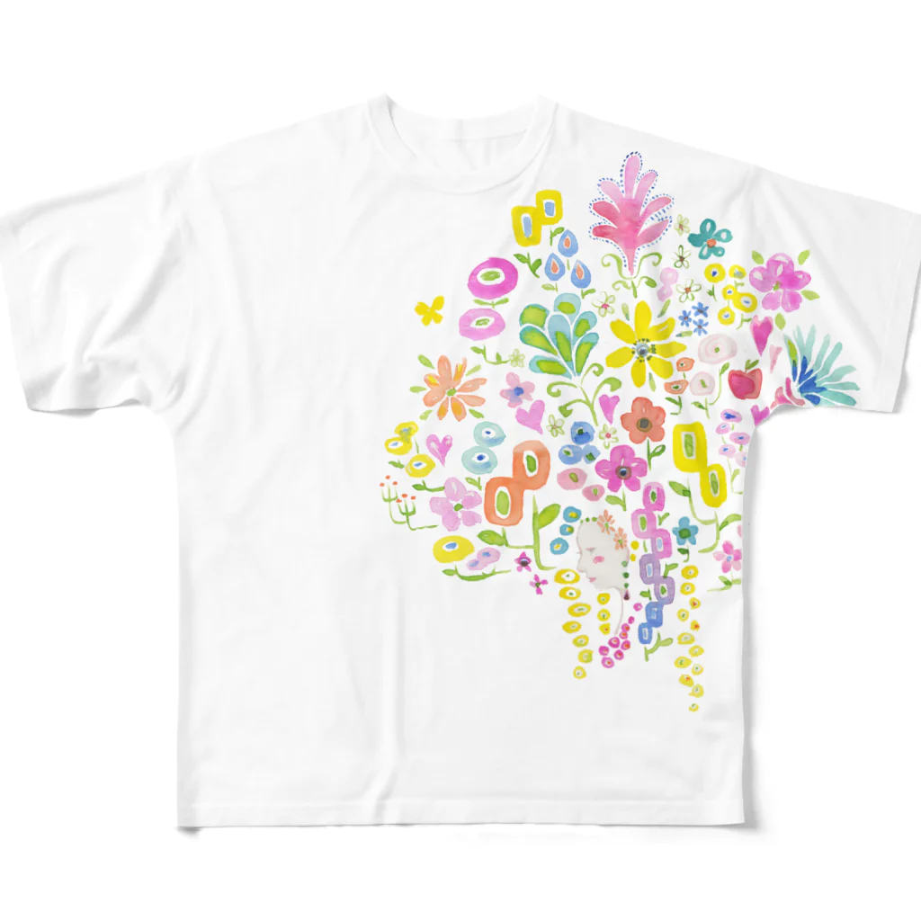 tetote ai design hut ～森の中のデザイン制作所～の花ごころ　恋ごころ フルグラフィックTシャツ