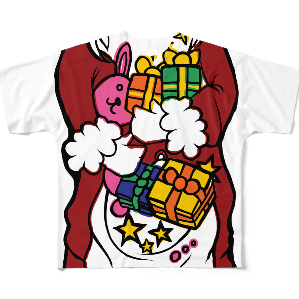 犬田猫三郎のサンタ変身シャツ フルグラフィックTシャツ