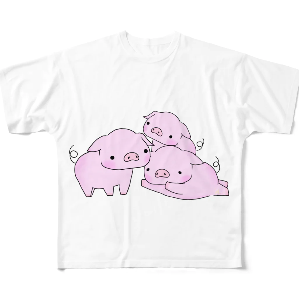 あゆみんと愉快な仲間たち(仮)の3匹のこぶた All-Over Print T-Shirt