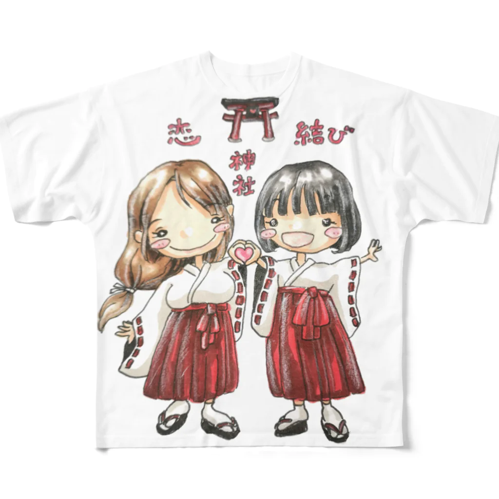 結cafe の恋結び神社 All-Over Print T-Shirt