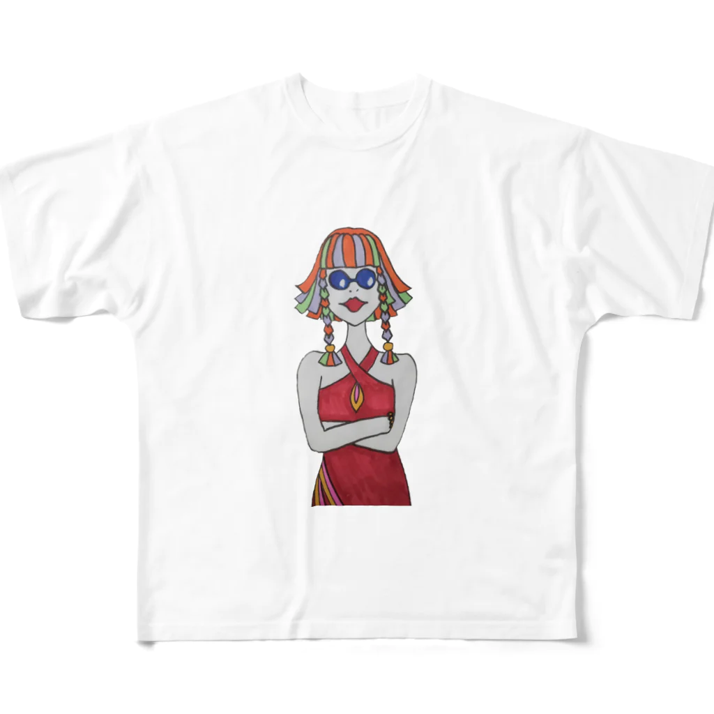 S2ショップのColorful Hair Woman No.3 All-Over Print T-Shirt