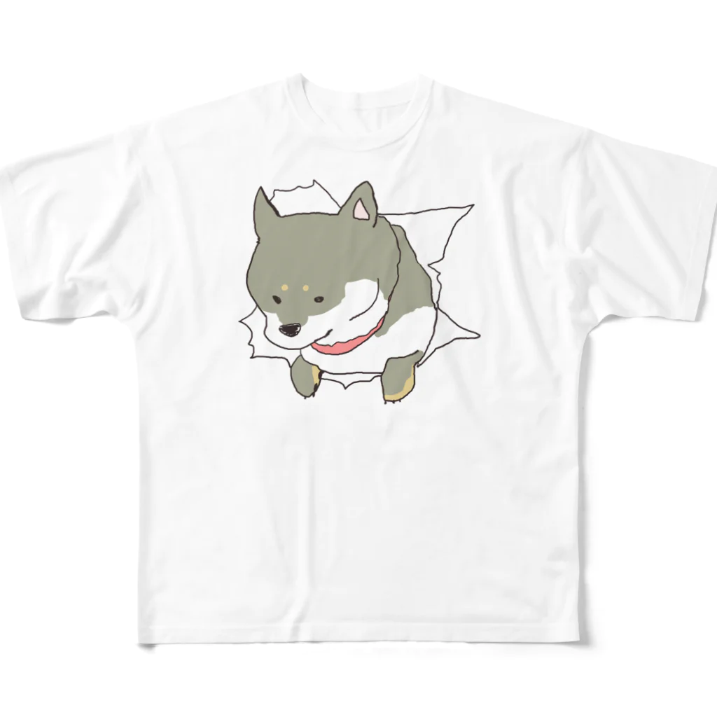 順扇堂の突きぬ犬（ブラックタン） All-Over Print T-Shirt